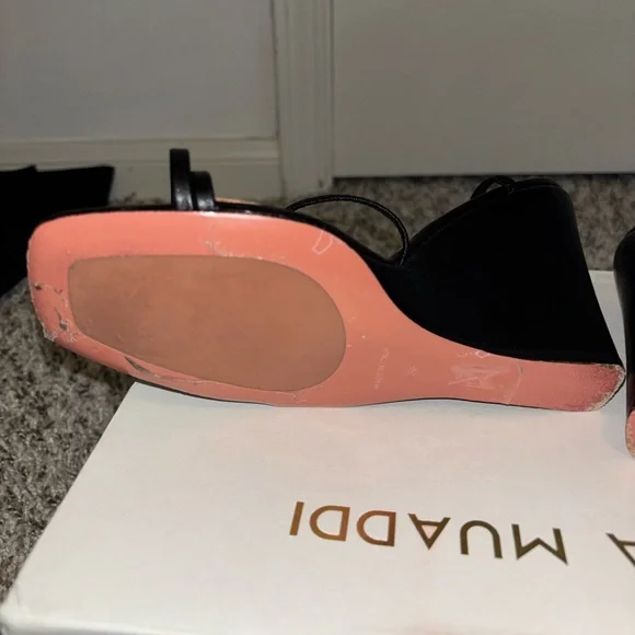 Amina Muaddi Black Stiletto Heels with Ankle Straps - Picture 5 of 8